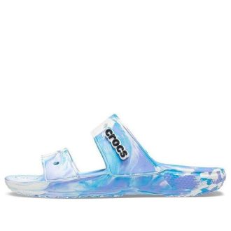 Crocs Classic Clog Marble Beach Unisex Weiß Blau Hausschuhe „Weiß Blau“ 207701-1FK