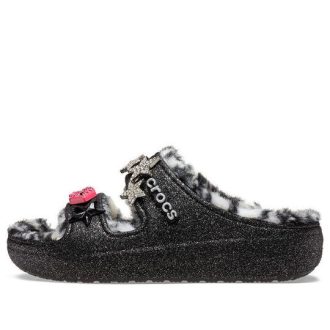 Crocs Classic Cozzzy Disco Glitter Sandalen „Schwarz“ 208074-0C4