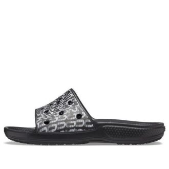 Crocs Classic Logo Motion Slides „Schwarz Weiß“ 206124-066