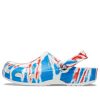 Crocs Classic Pattern Verschleißfeste, rutschfeste Sport-Sandalen für Unisex, Weiß, Blau, Rot, „White Blue Red“ 205453-928