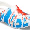 Crocs Classic Pattern Verschleißfeste, rutschfeste Sport-Sandalen für Unisex, Weiß, Blau, Rot, „White Blue Red“ 205453-928