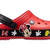Crocs Crocband Cartoon Mickey Mouse Verschleißfeste Unisex-Sandalen in Rot und Schwarz „Red Black“ 204936-90H