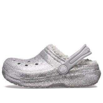 Crocs (GS) Classic Glitter Lined Clogs „Silbergrau“ 205937-00N