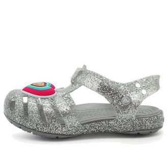 Crocs (GS) Isabella Glitter Flache Sandalen „Grau Silber“ 205038-040
