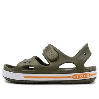 Crocs (PS) Flache, lässige Sandalen in Armeegrün, 14854-309