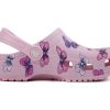 Crocs (PS) Klassische Clogs mit Schmetterlingsmuster, für draußen, flacher Absatz, Sport-Sandalen in Rosa, 206414-6GD