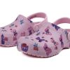 Crocs (PS) Klassische Clogs mit Schmetterlingsmuster, für draußen, flacher Absatz, Sport-Sandalen in Rosa, 206414-6GD