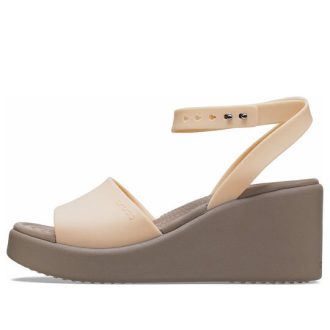 Crocs (WMNS) Brooklyn Knöchelriemen-Keilsandalen „Cremeweißbraun“ 209406-2DS