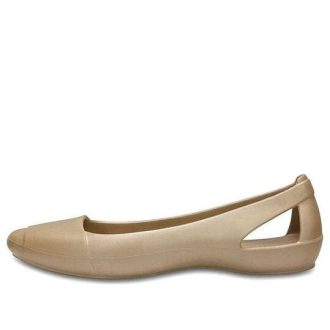 Crocs (WMNS) Minimalistische, lässige, flache, sportliche Sandalen in Goldfarbe, 202811-710