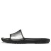 Crocs (WMNS) Sloane Shine Low Slide Flat Casual Schwarz Silber Hausschuhe „Black Silver“ 206921-001