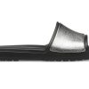 Crocs (WMNS) Sloane Shine Low Slide Flat Casual Schwarz Silber Hausschuhe „Black Silver“ 206921-001