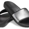 Crocs (WMNS) Sloane Shine Low Slide Flat Casual Schwarz Silber Hausschuhe „Black Silver“ 206921-001
