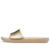 Crocs (WMNS) Sloane Shine Low Slide Minimalistische, lässige, flache Hausschuhe in Braungoldfarbe „Brown Gold“ 206921-212