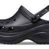 Crocs (WMNS) Small Whale Retro Crocs Sandalen mit dicker Sohle, Schwarz, 206302-001